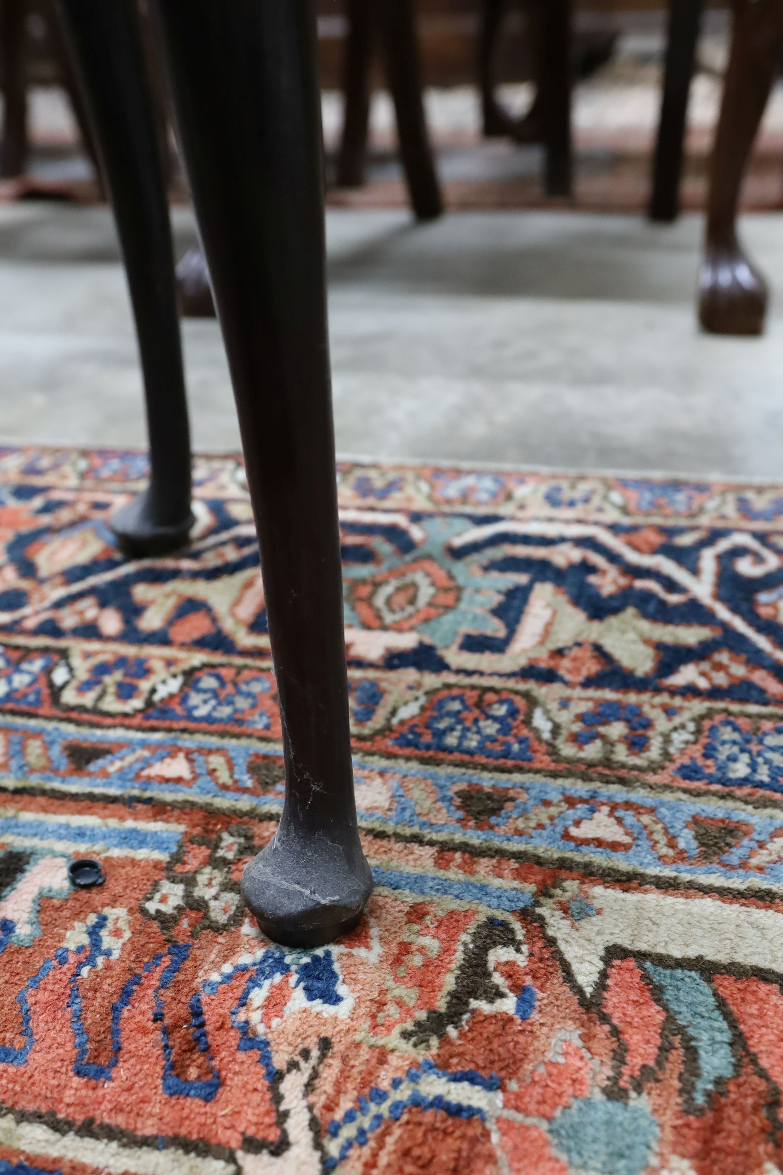 A George III mahogany side table, fitted with a single drawer, on cabriole legs, width 83cm, depth 48cm, height 67cm